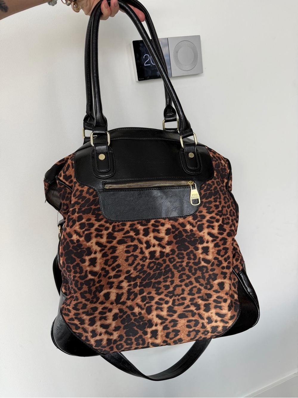 Steve Madden Leopard Print Tote with Black Trim